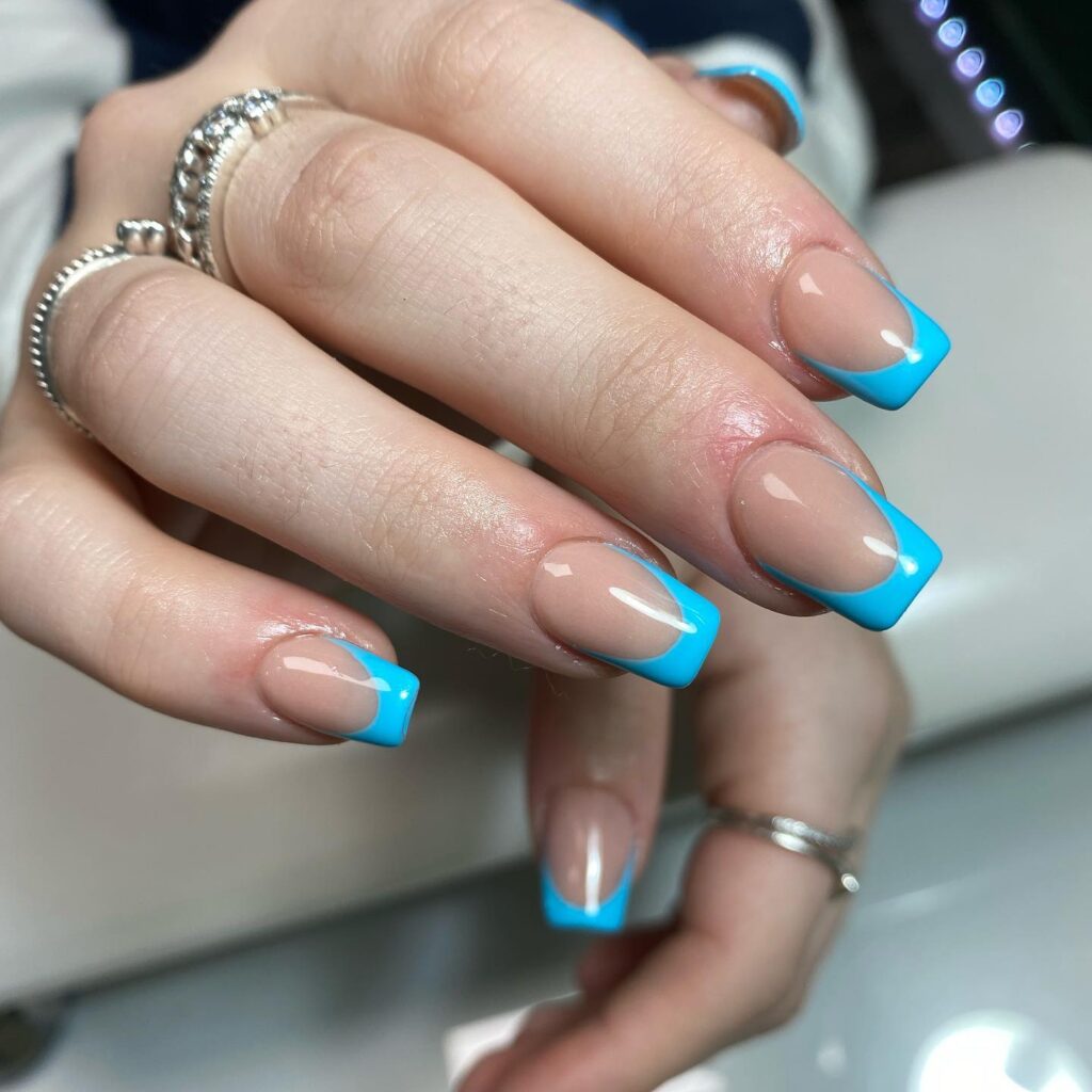 Blue French Acrylic Nails