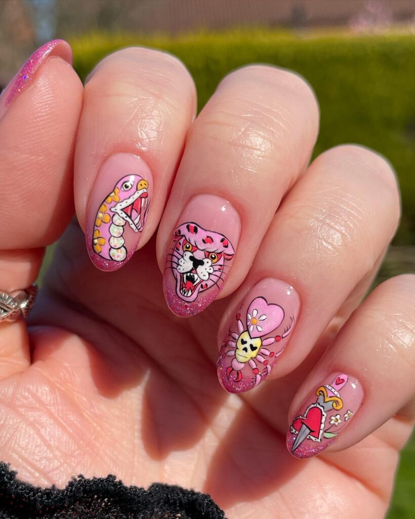 Pink nail design