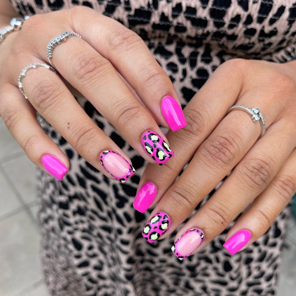 pink leopard print nail