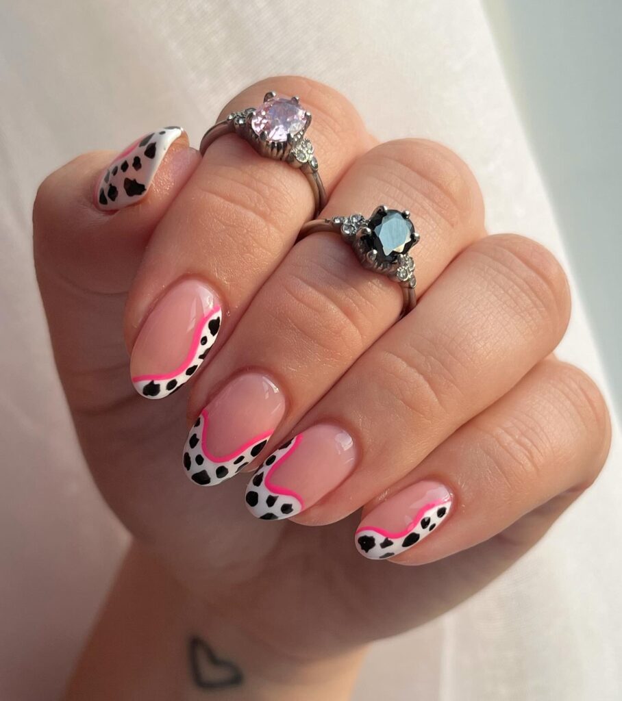 cow print nail design