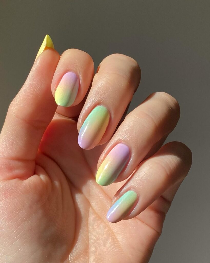 rainbow pastel nails