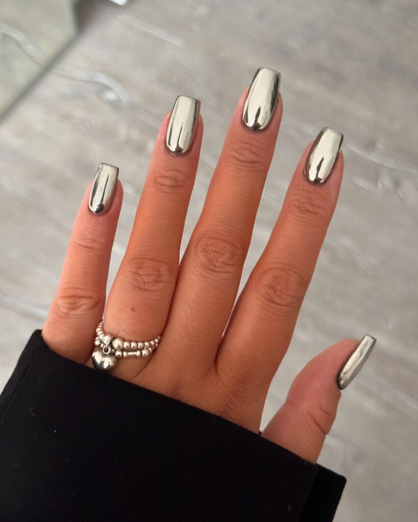 Lustrous Chrome Nail Design