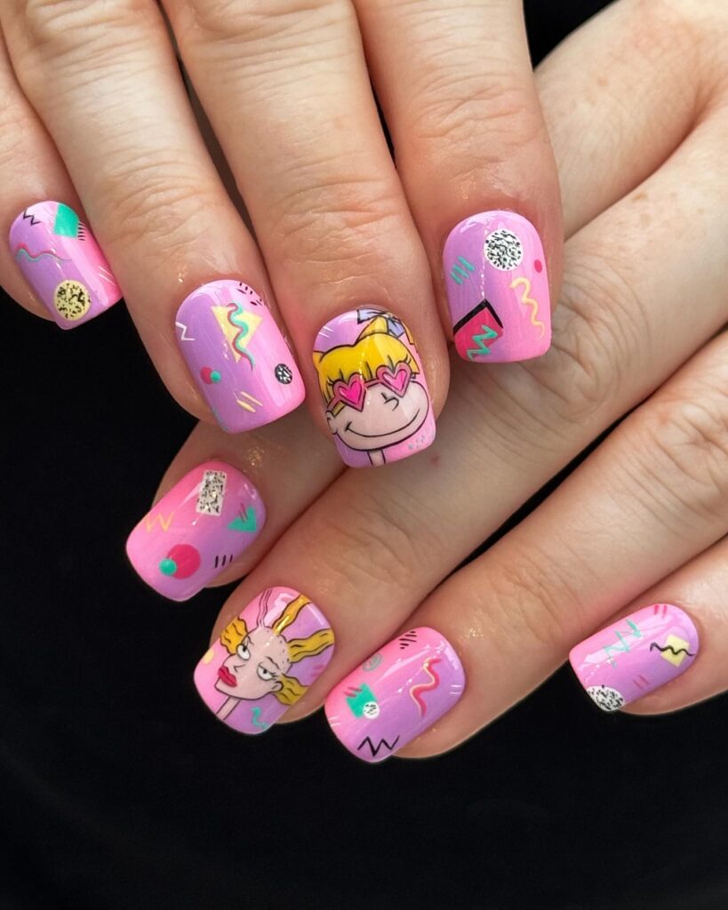 cartoon pink nail