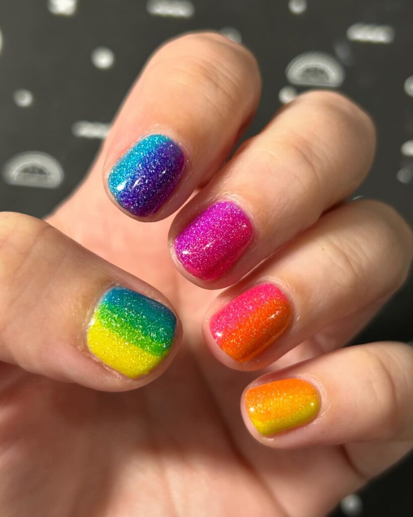 neon rainbow nails