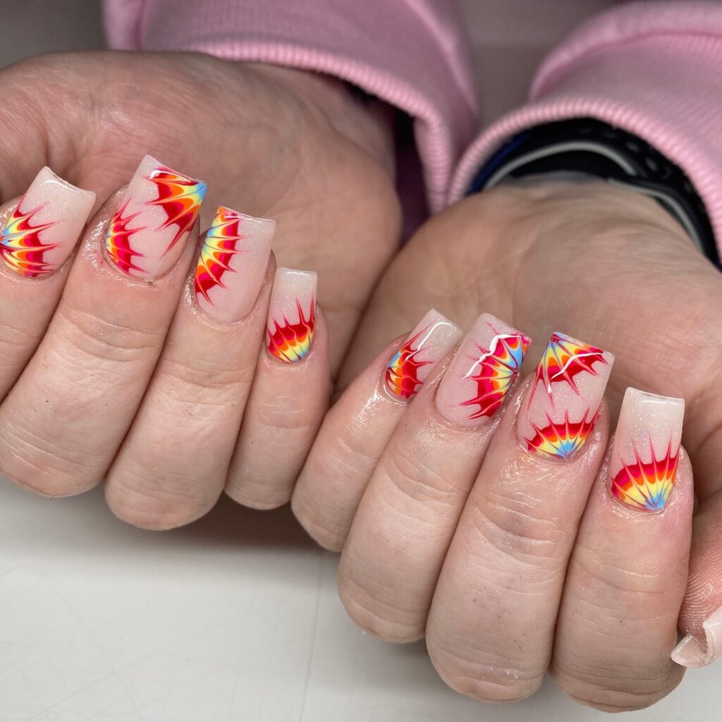 Tie dye rainbow nail