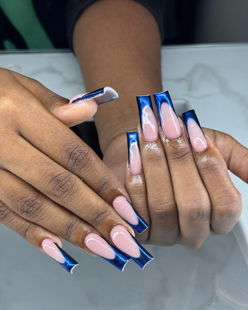 Blue wedding nails