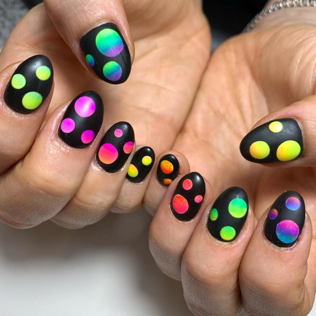 neon polka dots