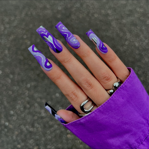 purple nail art design