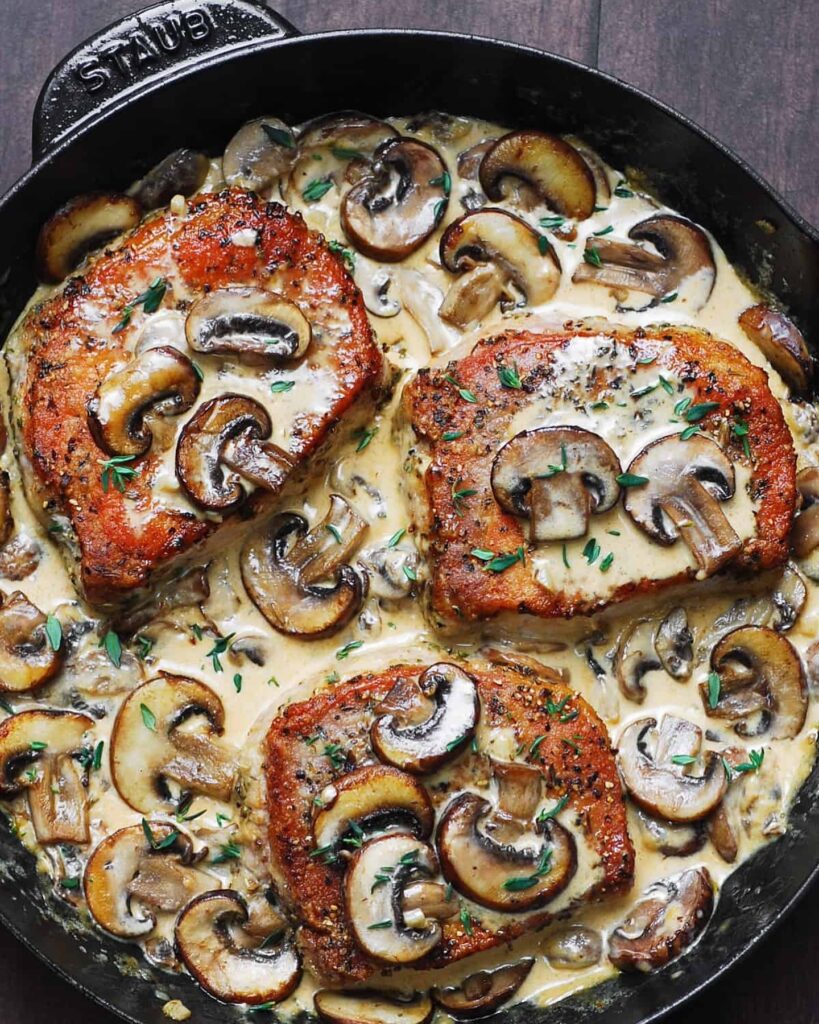 Keto Pork Chops with Mushroom Sauce